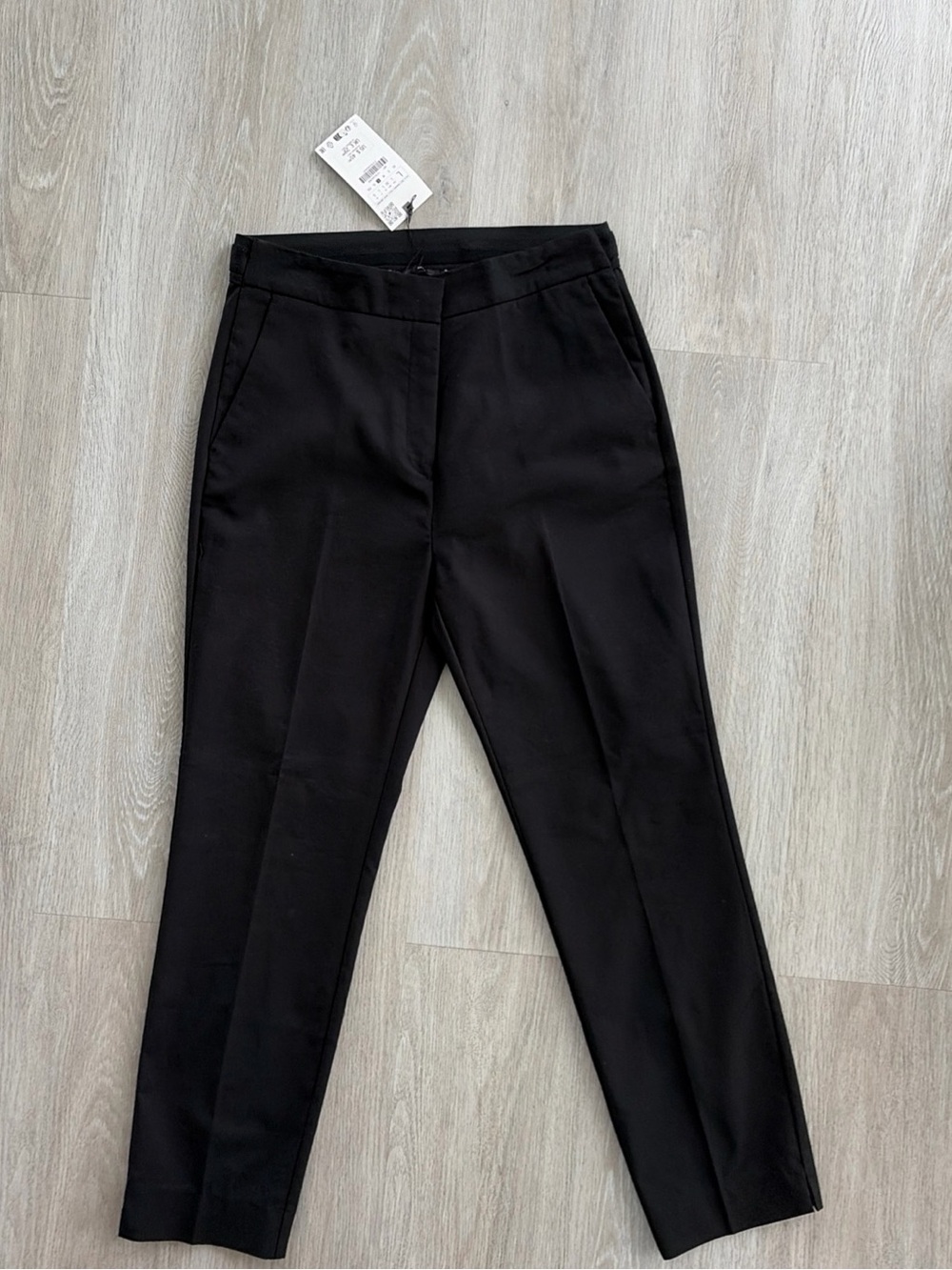 Zara Women’s L Black Ankle Trousers Slim Leg Elastic Waist Pants NWT